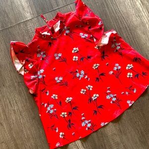 Floral print ruffle sleeve blouse M